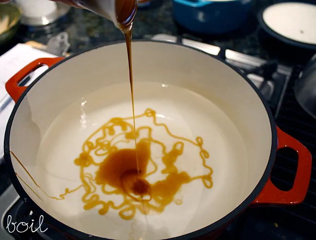 the malt syrup bath being prepared