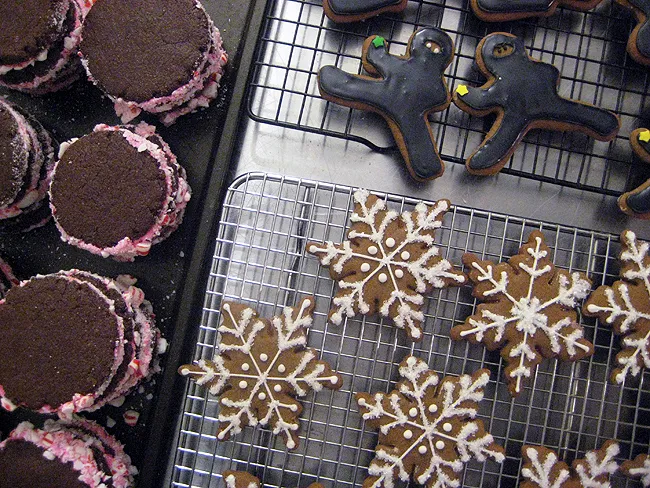 peppermint sandwich cookies, snowflakes, ninjabread men