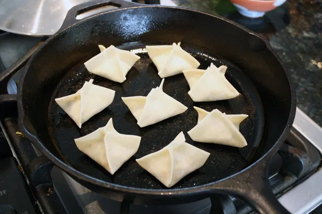 frying potstickers