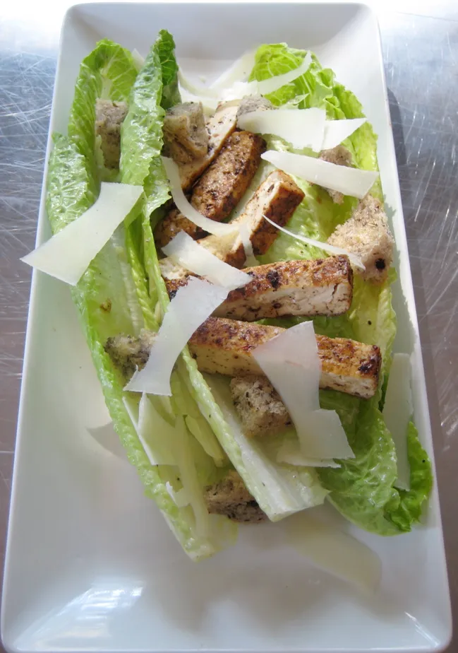 blackened tofu caesar salad