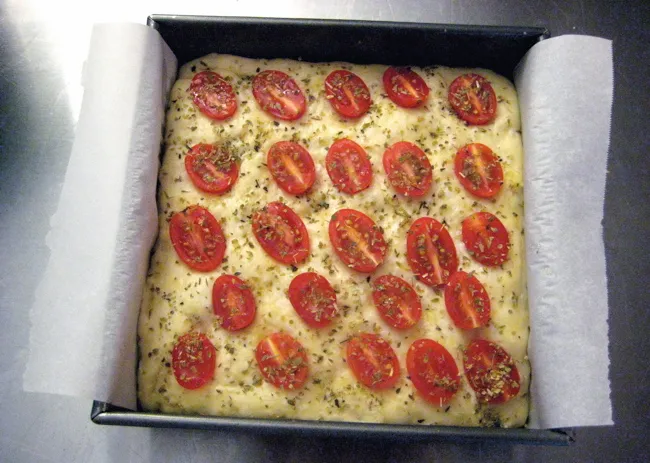 unbaked tomato potato focaccia